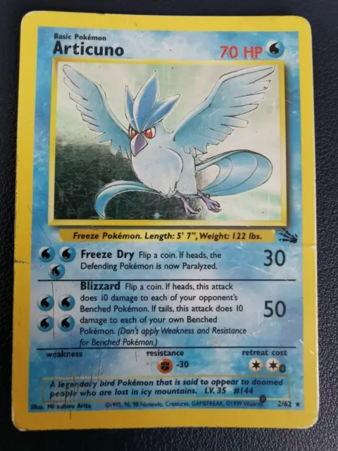 Pokemon Card Articuno 2/62 Fossil Holo Rare WOTC