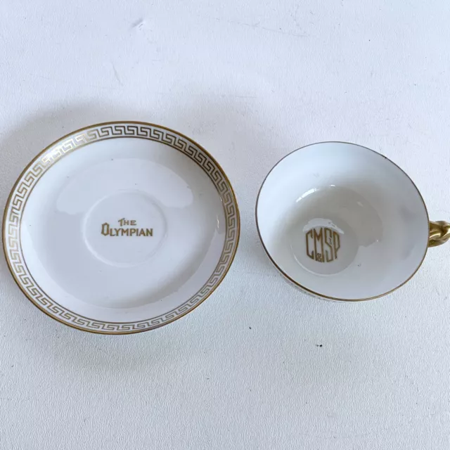 CMSTP&P OLYMPIAN Railroad Limoges Teacup & Saucer  EARLY