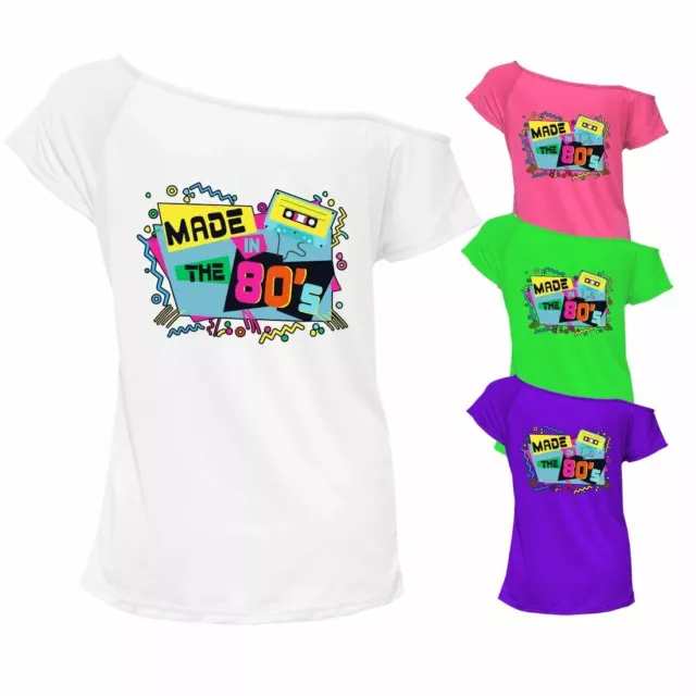 Ladies Made In The 80s T-Shirt Womens Off Shoulder Novelty Retro Top Tee