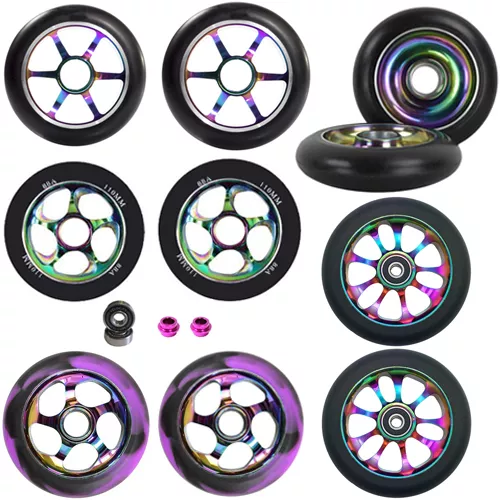 2 ruedas para silla de ruedas 100 mm 8 mm eje abec 11 rodamientos metal núcleo 88a pu