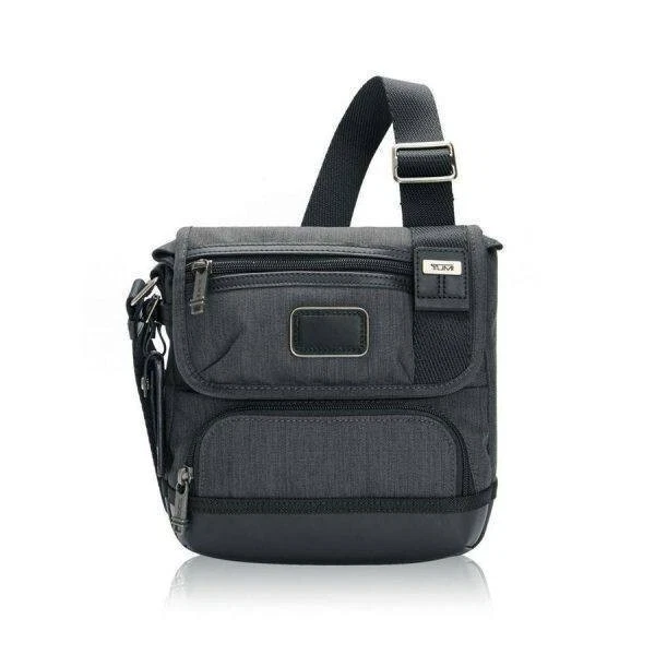 Tumi Alpha Kerby Crossbody Shoulder Bag Dark Grey / Black Leather Trim NWT