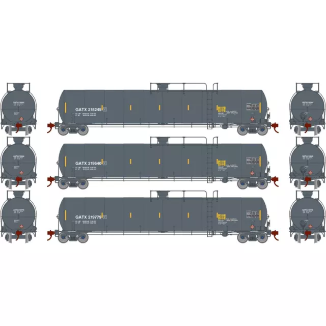 Athearn Genesis # 25583 33,900-Gallon LPG Tank GATX # 1 (3) HO Scale