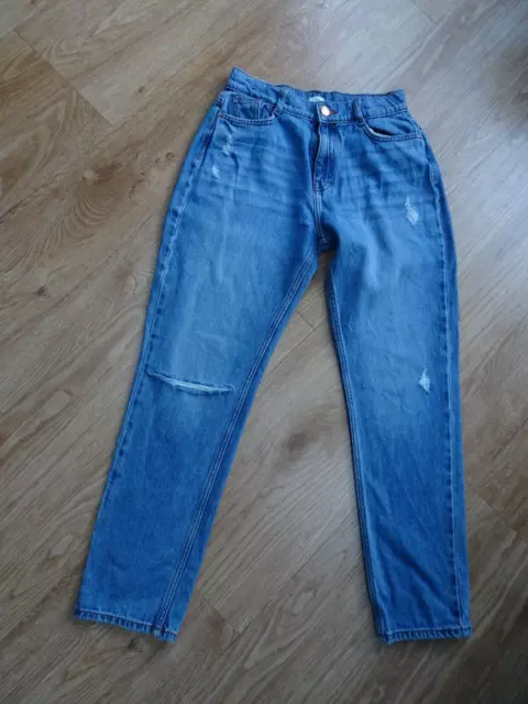 RIVER ISLAND girls blue denim distressed detail jeans AGE 12 YEARS excellent