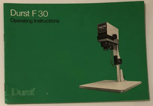 Durst F30 Darkroom Enlarger Instruction Manual ref C