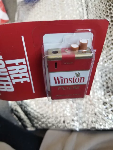 Vintage 1990s 90s Winston Cigarette Pack Novelty Lighter Red White 3