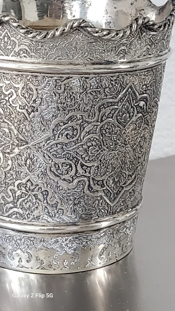 Beautiful Middle Eastern Solid Silver Medium Ice Bucket  By Zoofan