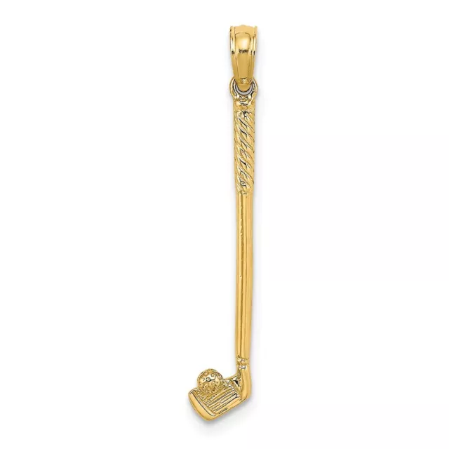 14K Oro Amarillo 3-D Individual Club Golf Con Colgante de Bola