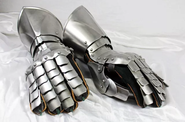 Medieval Hand Forged Armor Steel Battle Gauntlets sca larp gloves  x-mas gift