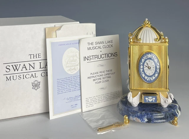 Igor Carl Faberge Swan Lake Clock 1984 New In Box Rare!!