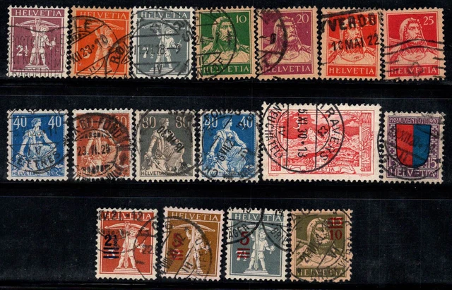 Suisse 1909-1921 Oblitéré 100% Tell, paysage,