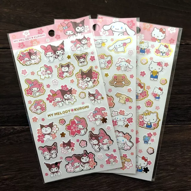 Sanrio SAKURA Seal Sticker Set of 3 Kuromi Hello Kitty Cinnamoroll From Japan