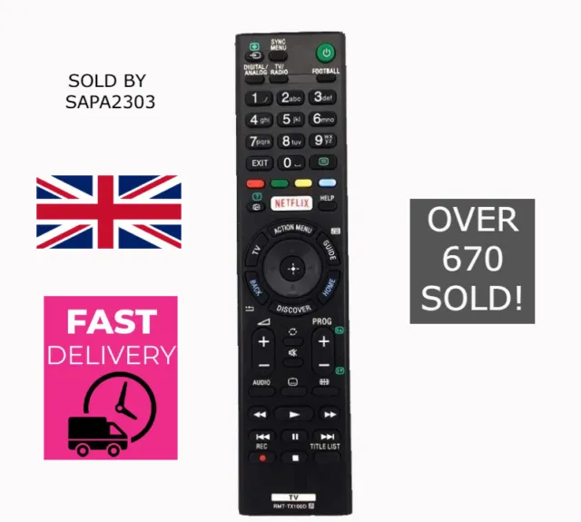 Remote Control For Sony BRAVIA KDL43W809CBU Smart FAST FREE UK POST