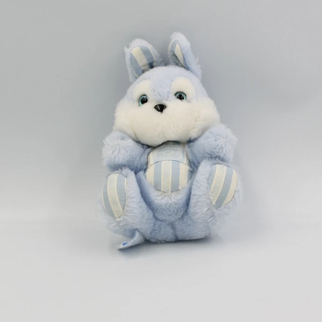 Doudou peluche lapin bleu blanc rayé TARTINE ET CHOCOLAT 20 cm - 11120
