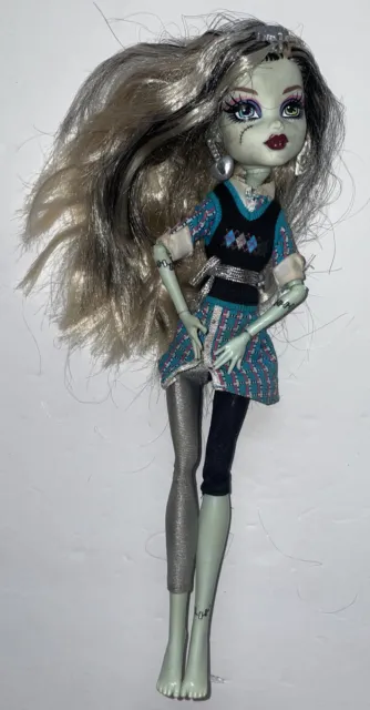 Monster High Frankie Stein Schools Out Doll 10” 2008 Toy Blonde Black Streaks