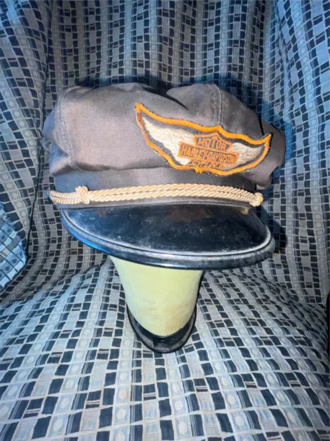 Vtg 50S Mens 7 1/4 Harley Davidson Motorcycle Biker Captain Hat