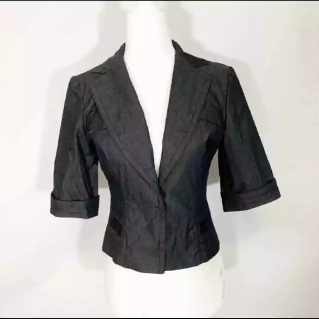 CYNTHIA STEFFE 3/4 Sleeve Deadstock Black Fitted Jacket Size XS NWT