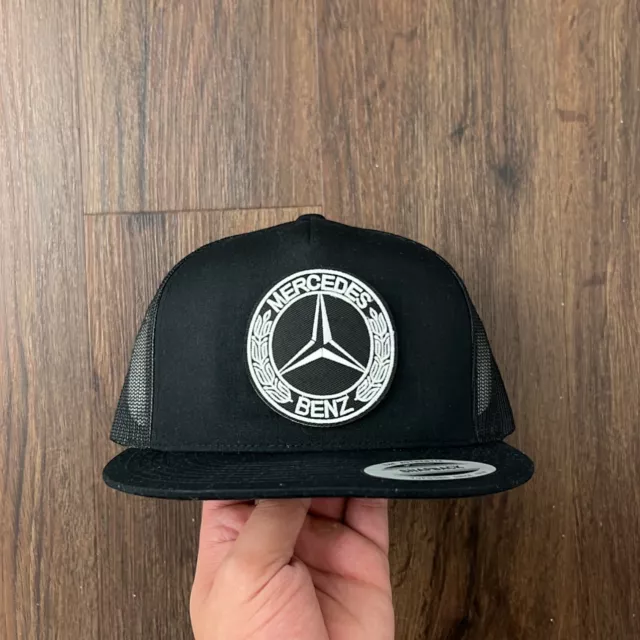 New Benz Black Trucker Cap Hat Five Panel Snapback Yupoong 6006