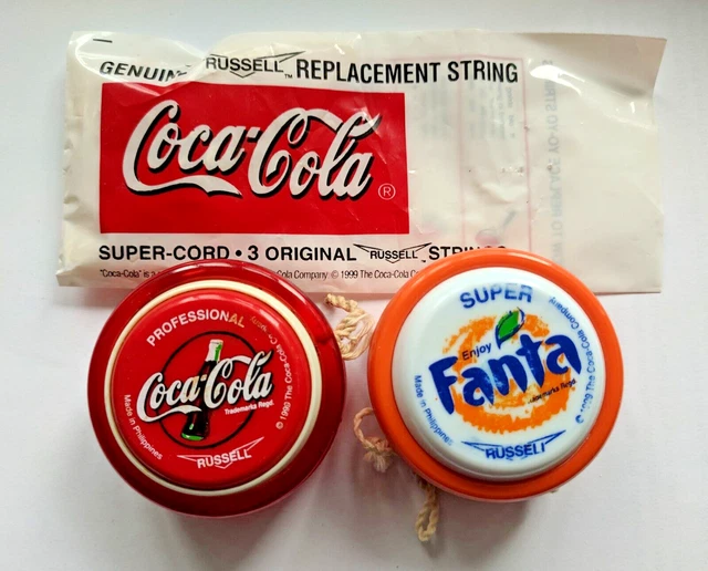 Yo-Yo Coca-Cola Pro and Fanta Super Toys 1999 Spinner Russell with Strings Coke