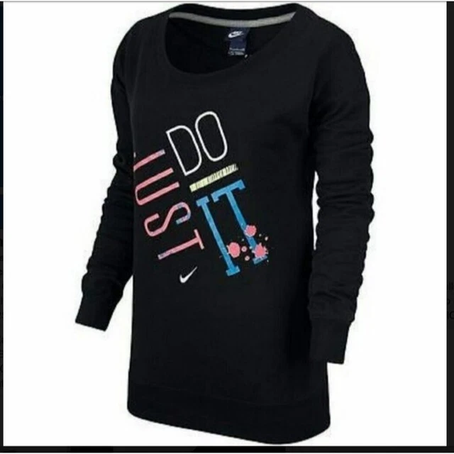 Nike Black Rally Crewneck "Just Do It" Graphic Pullover Sweater size Small