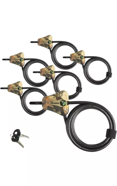 6-pack Master Lock 5/16" Camo Python Cables - 12 Keyed The Same