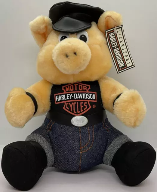 Vintage 1993 Harley Davidson Motorcycles Plush Hog Biker Pig Original Tag Play