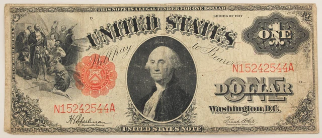1917 $1 Dollar Large Size Legal Tender Banknote Fr-39 Fine/VF Popular Note