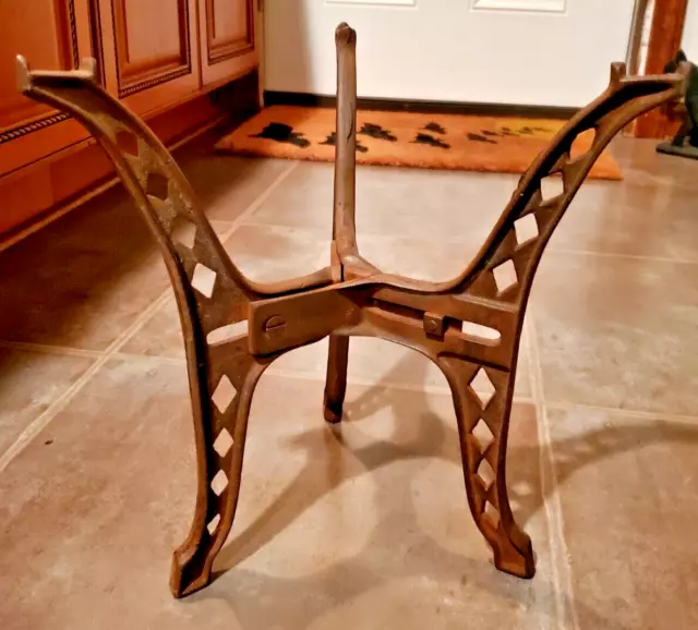 Antique Vtg Hot Water Heater Tank Cast Iron STAND Rustic decor 12" Industrial