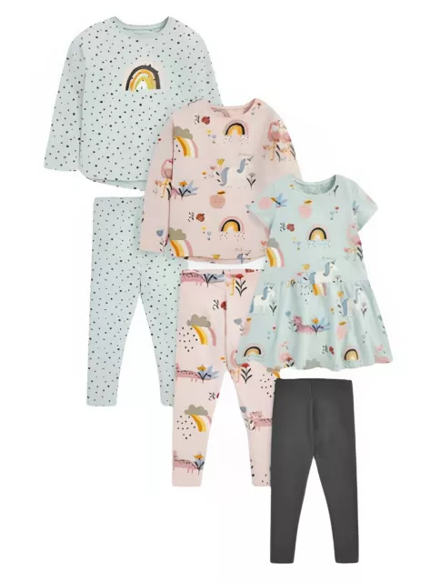 Abito da ragazza NEXT unicorno set 6 pezzi tunica abito leggings top età 1,5-2 2-3