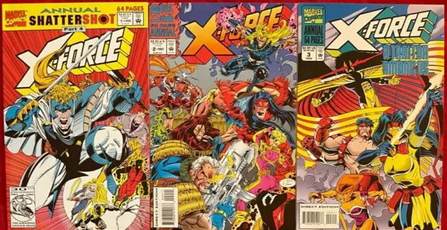 X-Force Annual Complete Run 1-3  Cable  68-Page Giant  Marvel  1992  Nice!!!