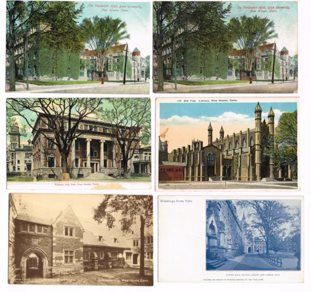 6 diff Postcard Lot of Yale University New Haven Conn c1900-1930s? Some rare? #3