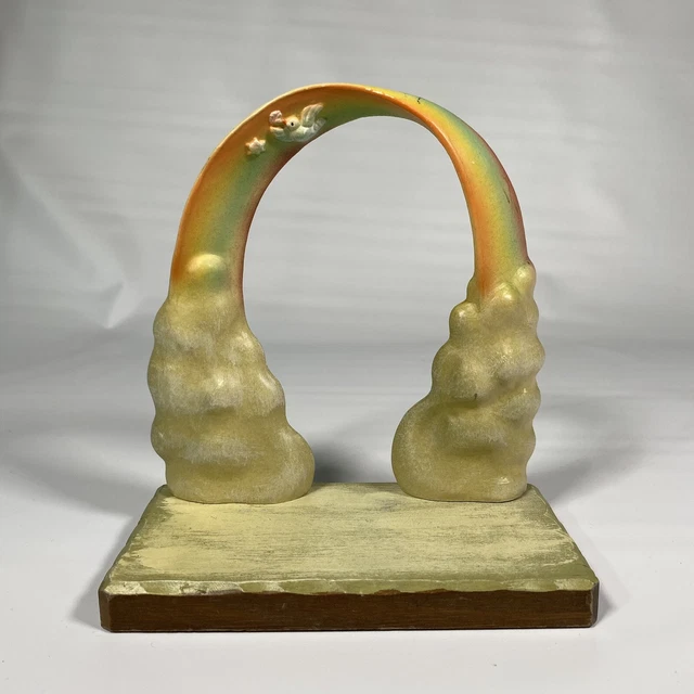 VINTAGE ANRI RAINBOW Carved Wood Back Drop Display Stand Base £24.70