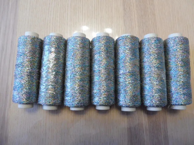 7 Rollen Glitzergarn Effektgarn Beilaufgarn bunt  Wolle Garn Stricken ! NEU