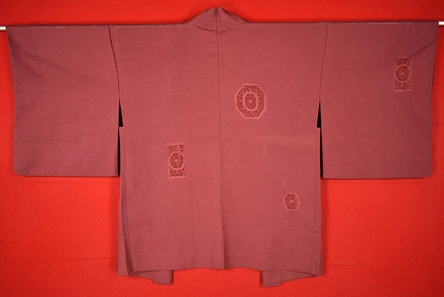 Vintage Japanese Kimono Silk Antique BORO HAORI Kusakizome Dyed/B506/340