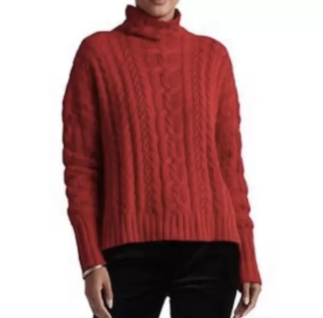 Ralph Lauren Womens Cable-Knit Turtleneck Sweater Cotton Red Plus Size 3X NWT