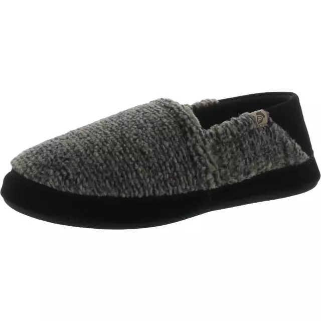 Acorn Mens Gray Faux Fur Comfy Slip On Moccasin Slippers Shoes M/L BHFO 3674