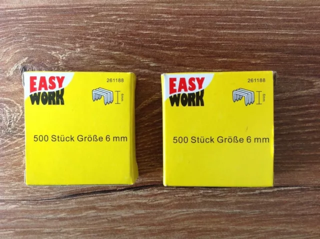 2 x 500 Heftklammern / Tackernadeln 6 mm, Easy Work, OVP