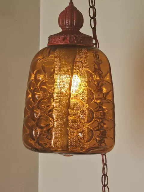 Mid Century Hanging Amber Swag Light/Lamp: RETRO FABULOUS! 2