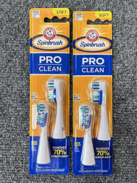 Arm & Hammer Spinbrush Pro Clean Replacement Toothbrush Heads Lot of 2 Packages