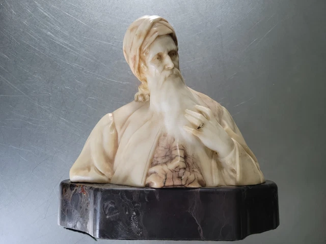 RARE HTF Adolf Jahn, Late 19th Century "Nathan The Wise" Carved Alabaster Bust