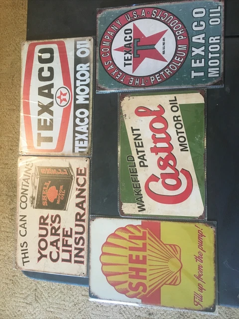 Castrol Motor Oil Rustic Retro Aluminum Metal Sign 8x12 INCH set of 5