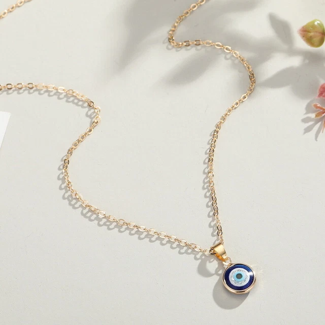 10mm Lucky Evil Eye Pendant Necklace Clavicle Chain Turkish Women Jewelry Gift