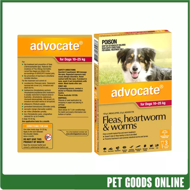 Advocate Dog 10-25Kg Large Red 3 Pack