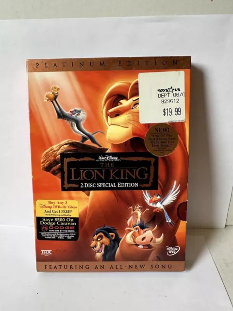 The Lion King 2-Disc DVD Special/Platinum Edition (Disney, 2003,) Used Once Exc.