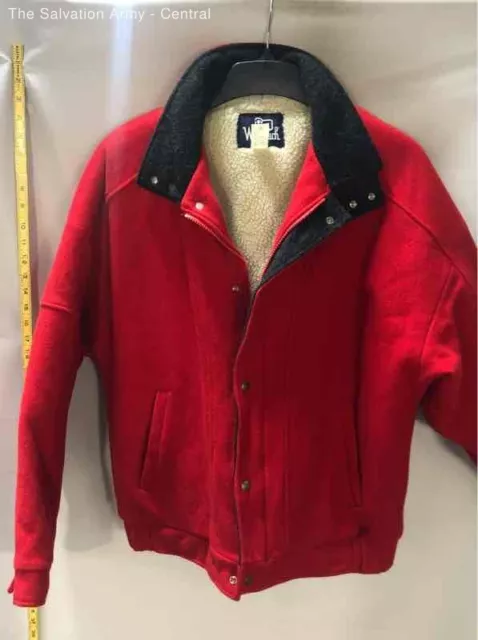Vintage Woolrich Mens Red Wool Long Sleeve Full-Zip Jacket Size Medium