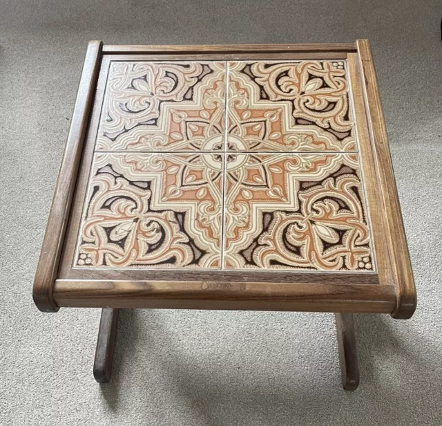 VINTAGE G Plan Quadrille Teak tiled top Coffee Table Retro Brown Orange