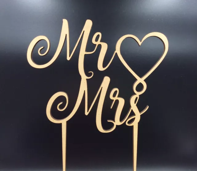 1Pc Cake Topper Mr Mrs Wooden Wedding Anniversary Party Supplies