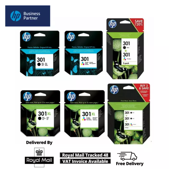 LOT Genuine HP 301 / 301XL Black / Color Ink Cartridges For Envy 4500 4502 AIO