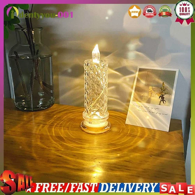 BomKra 5 ud. velas de cristal sin llama, luz LED, patrón de rosa, proyección, K
