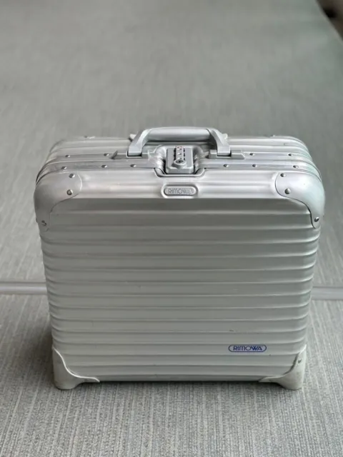 Rimowa Topaz Blue Logo 23L 2-Wheel Business Trolley Carry case Silver Used F/S