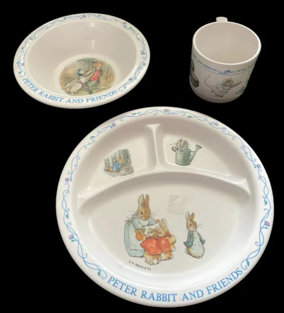 Eden Peter Rabbit and Friends Childs Divided Melamine Plate, Bowl & Cup